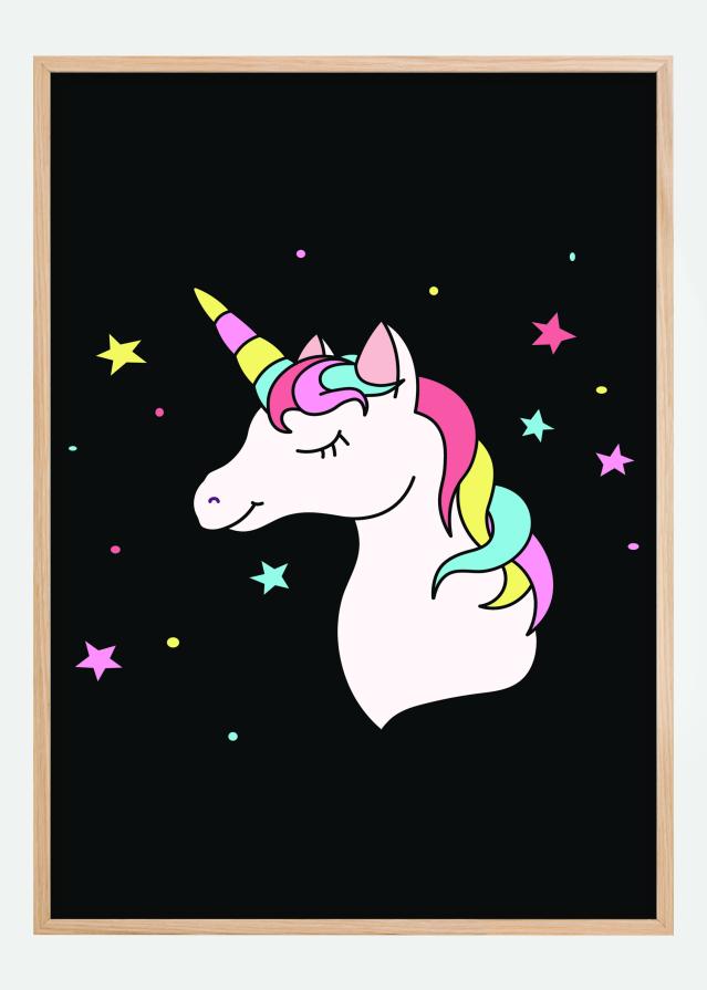 Unicorn Black Poster