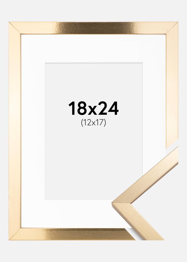 Cadre Trendy Or 18x24 cm - Passe-partout Blanc 13x18 cm