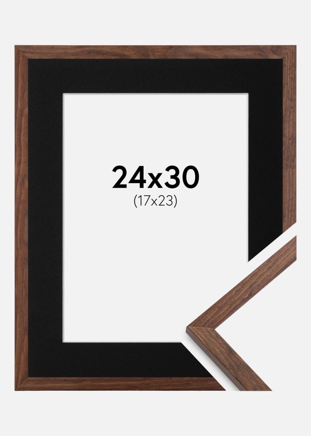 Cadre Galant Noyer 24x30 cm - Passe-partout Noir 18x24 cm