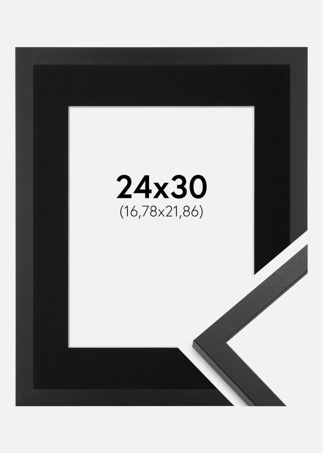 Cadre Trendy Noir 24x30 cm - Passe-partout Noir 7x9 pouces