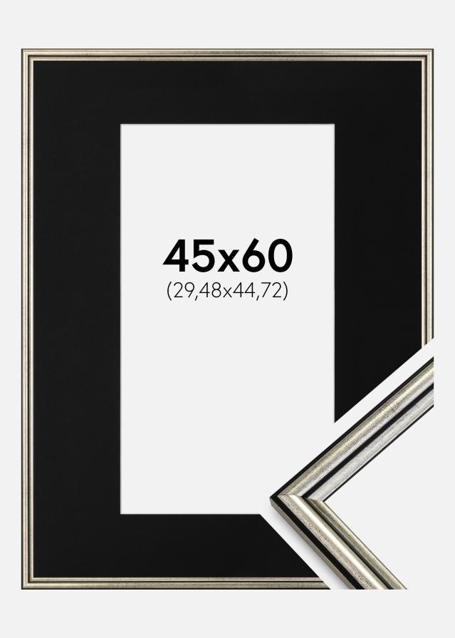 Cadre Horndal Argent 45x60 cm - Passe-partout Noir 12x18 pouces