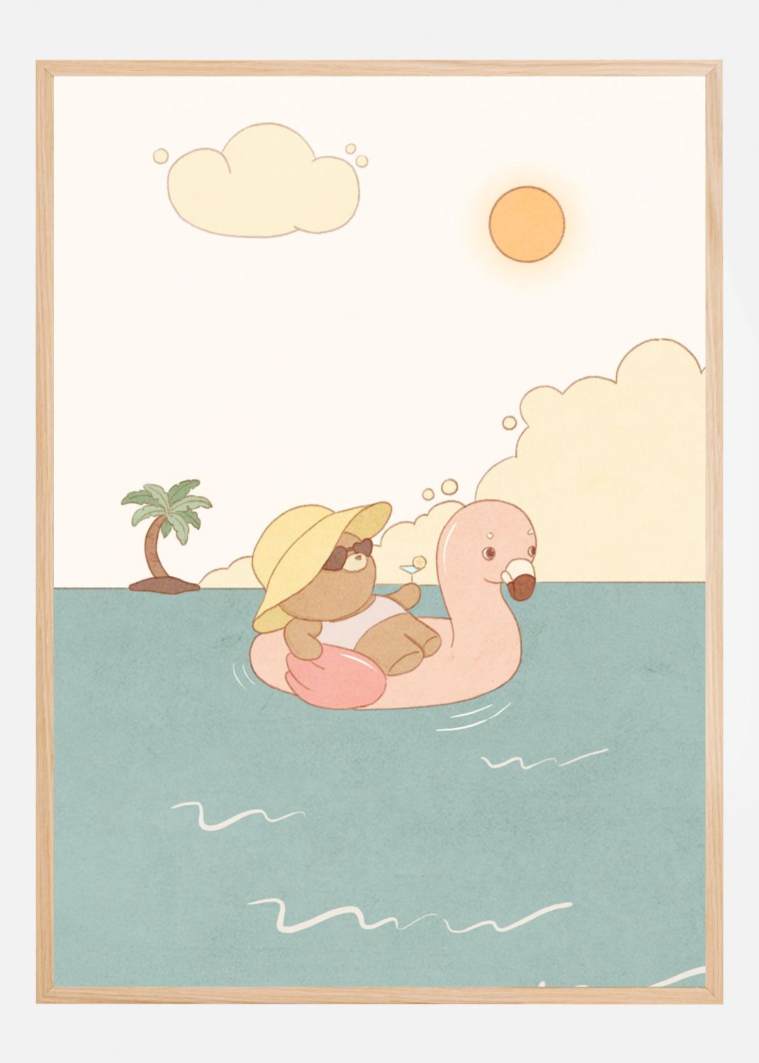 Product Image for Bear On Summer Beach Poster (21x29.7 cm (A4))
