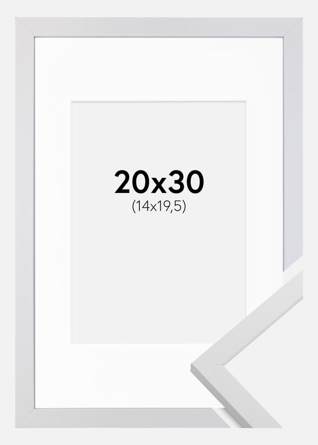 Cadre Trendy Blanc 20x30 cm - Passe-partout Blanc 15x21 cm (A5)