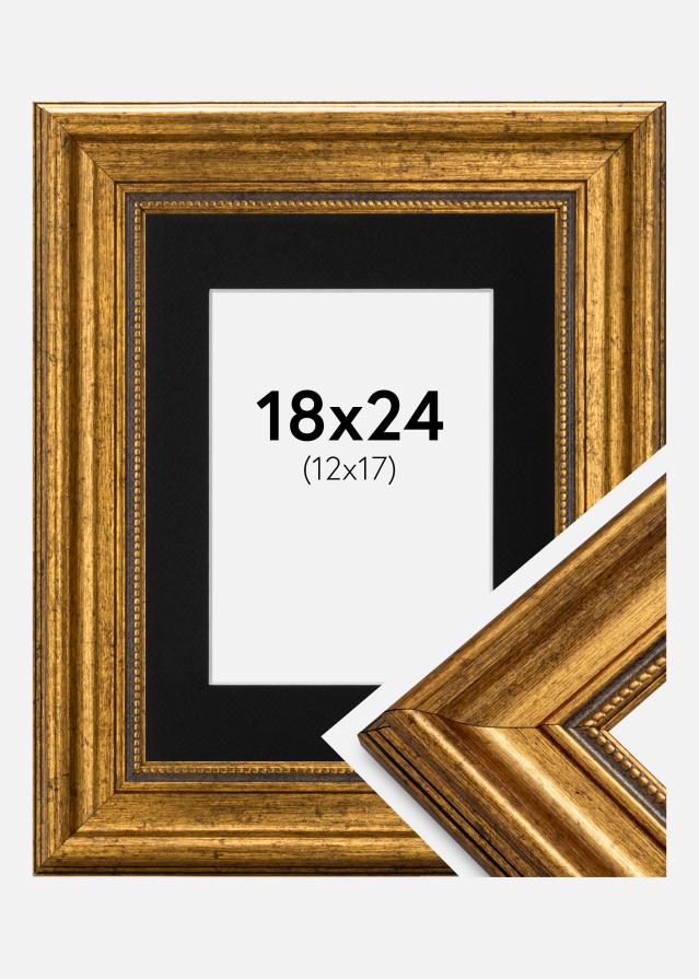 Cadre Rococo Or 18x24 cm - Passe-partout Noir 13x18 cm