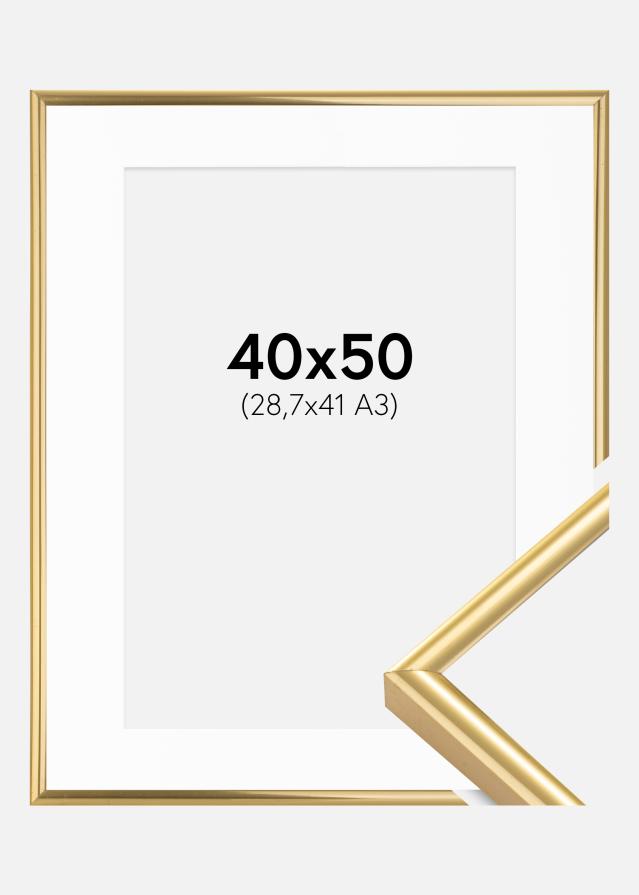 Cadre Victoria Or 40x50 cm - Passe-partout Blanc 29,7x42 cm (A3)