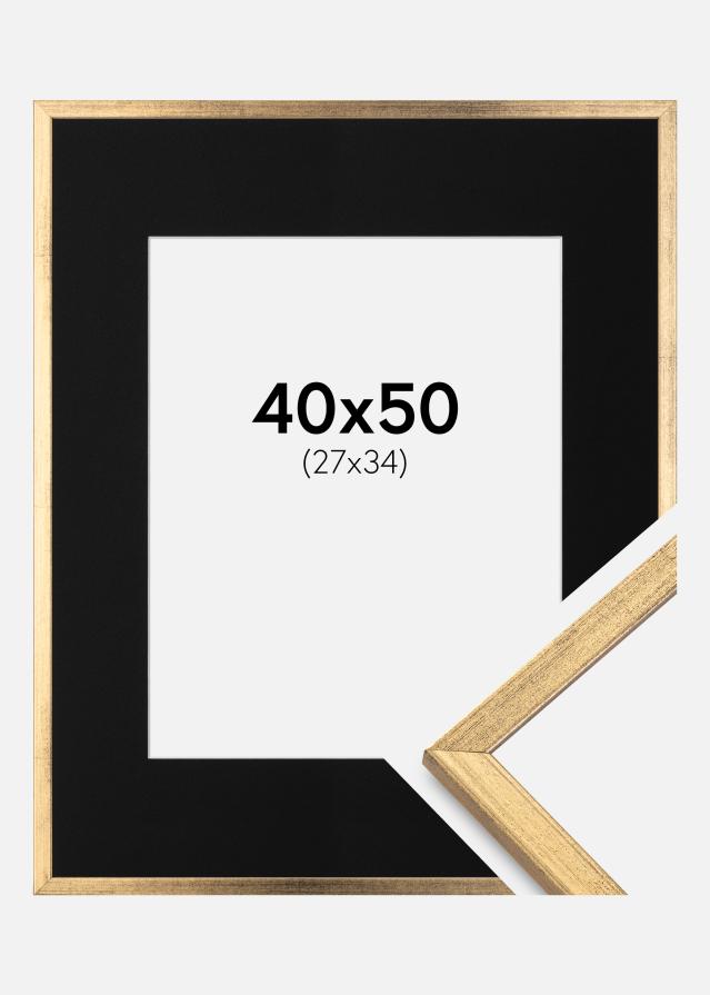 Cadre Galant Or 40x50 cm - Passe-partout Noir 28x35 cm