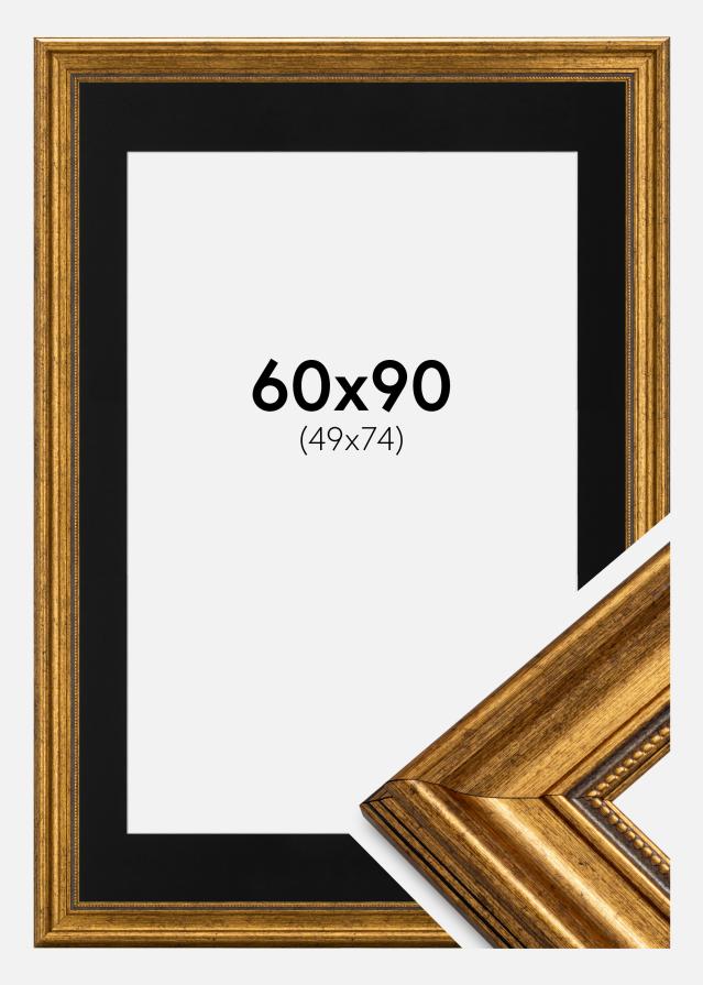 Cadre Rococo Or 60x90 cm - Passe-partout Noir 50x75 cm
