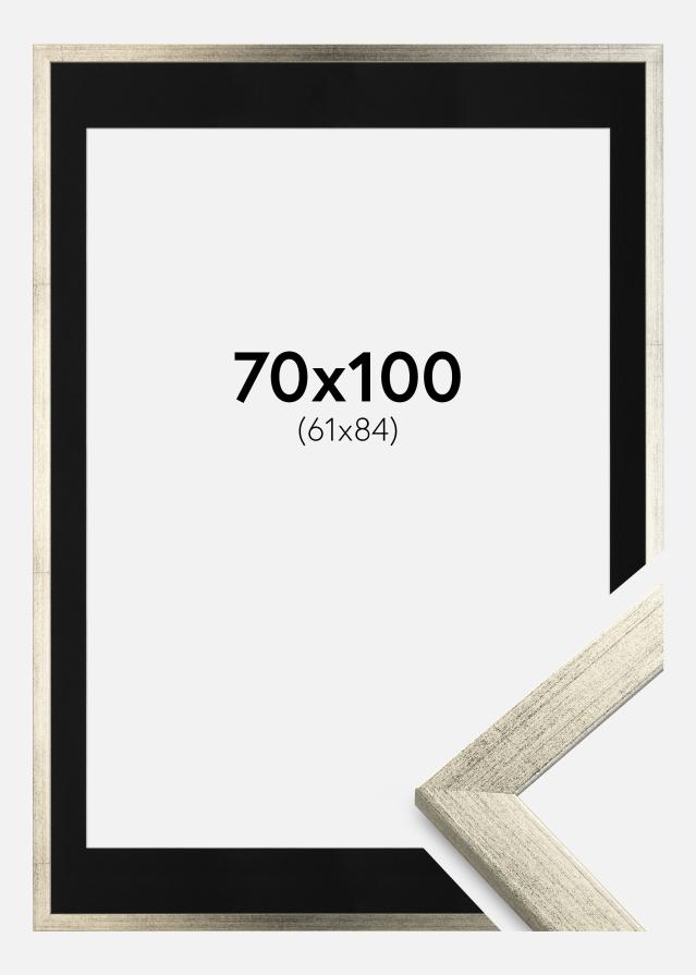 Cadre Stilren Argent 70x100 cm - Passe-partout Noir 62x85 cm