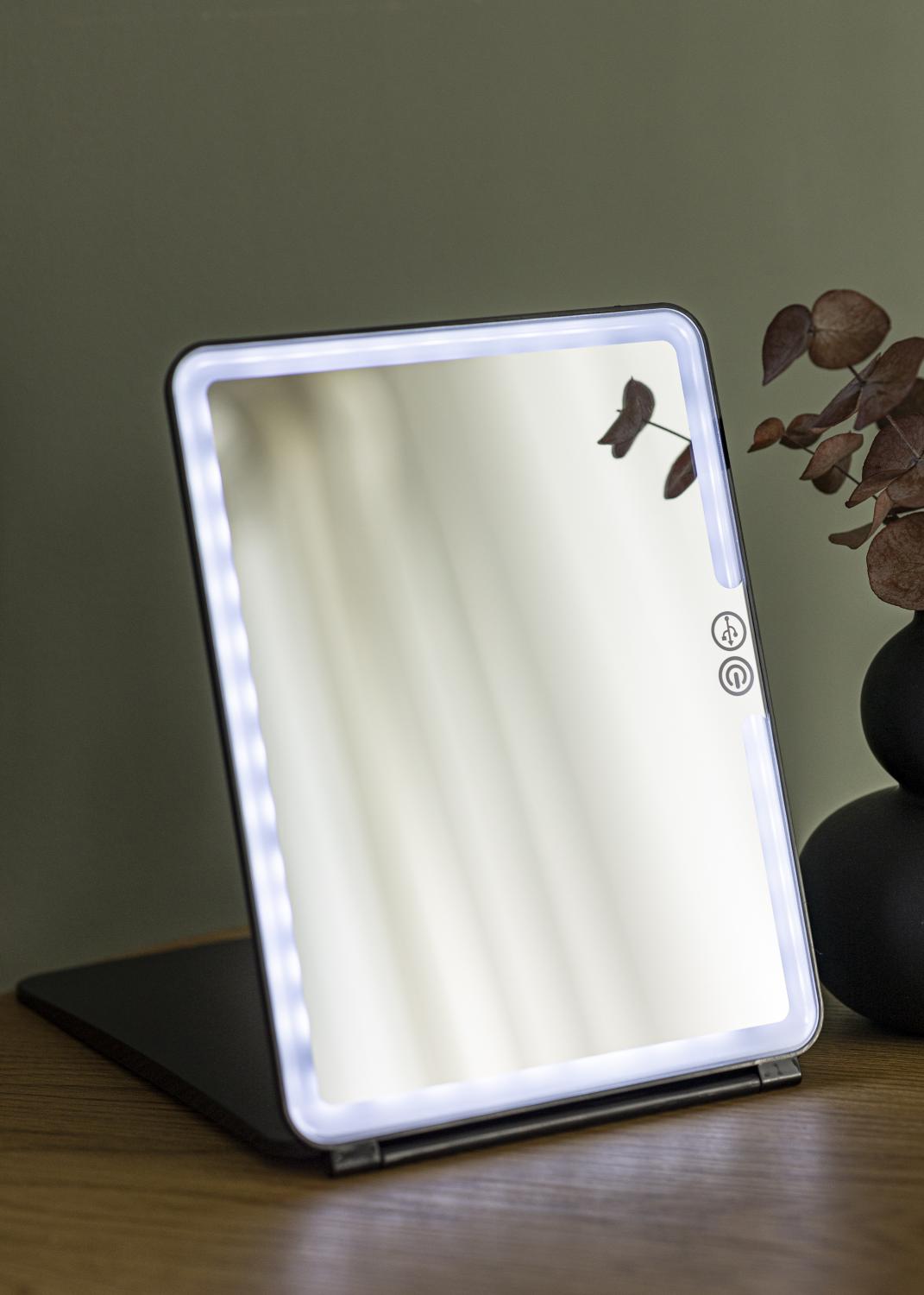 Product Image for KAILA Miroir de maquillage Travel LED Rechargeable Noir 19x25 cm