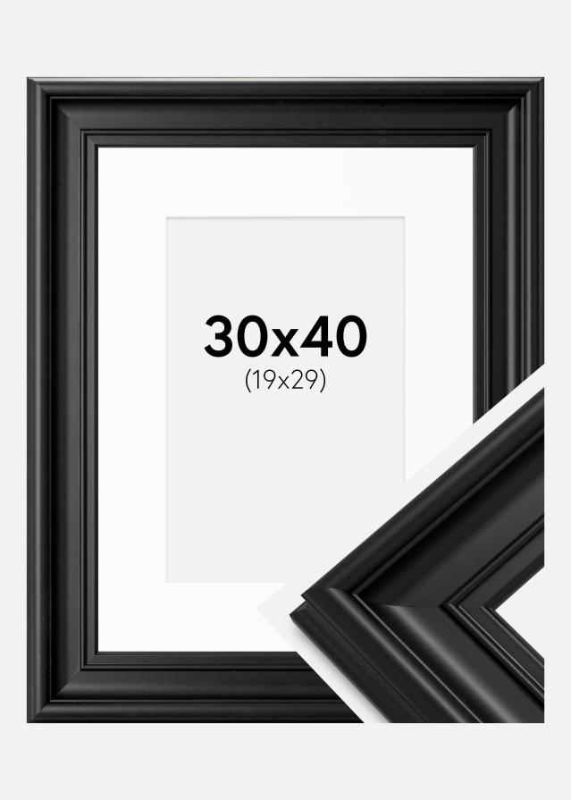 Cadre Mora Premium Noir 30x40 cm - Passe-partout Blanc 20x30 cm
