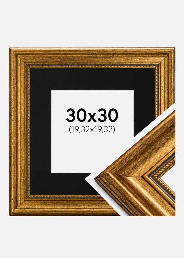 Cadre Rococo Or 30x30 cm - Passe-partout Noir 8x8 pouces
