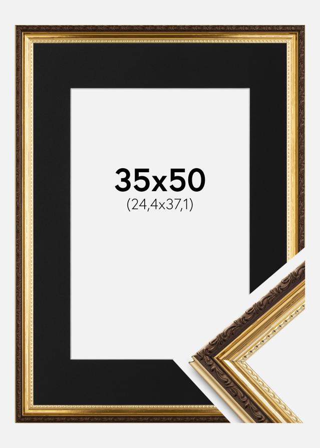 Cadre Abisko Or 35x50 cm - Passe-partout Noir 10x15 pouces (25,4x38,1 cm)