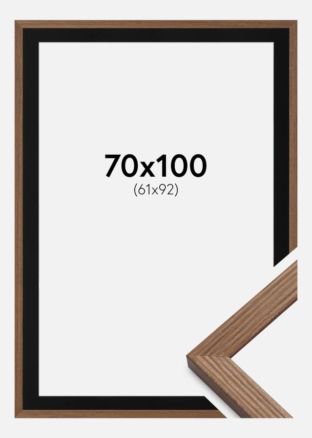 Cadre Fiorito Chêne Foncé 70x100 cm - Passe-partout Noir 62x93 cm