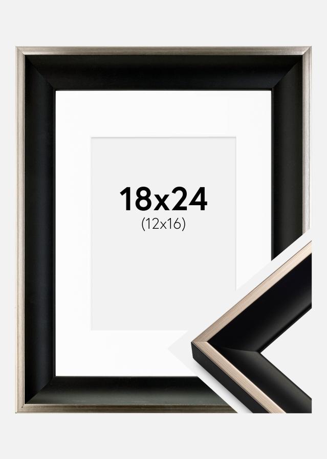 Cadre Öjaren Noir-Argent 18x24 cm - Passe-partout Blanc 13x17 cm