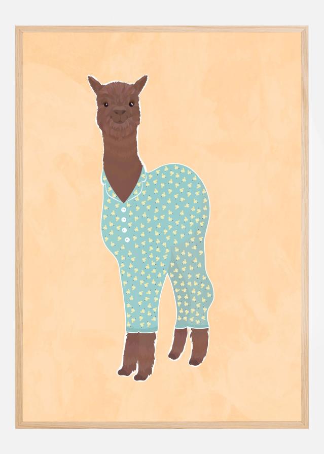 Llama In Pjs Banana Orange Poster