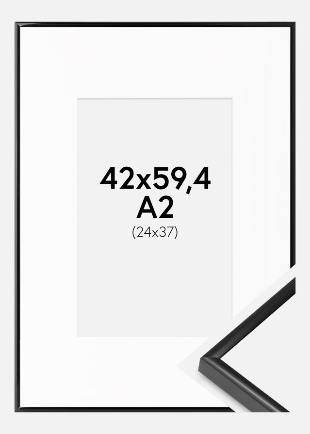 Cadre BGA Modern Style Noir 42x59,4 cm (A2) - Passe-partout Blanc 25x38 cm