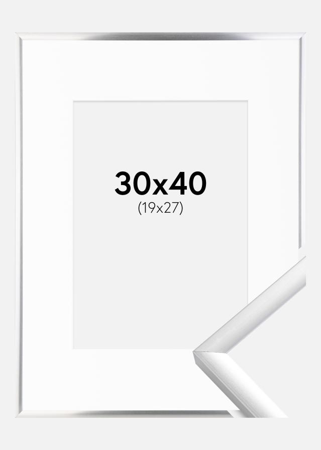 Cadre New Lifestyle Argent 30x40 cm - Passe-partout Blanc 20x28 cm