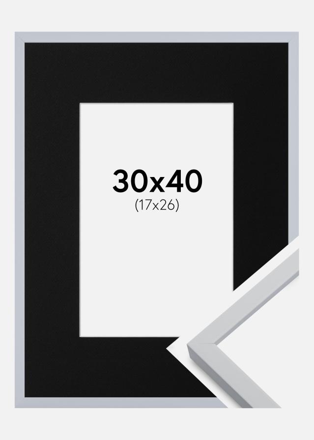 Cadre Oslo Blanc 30x40 cm - Passe-partout Noir 18x27 cm
