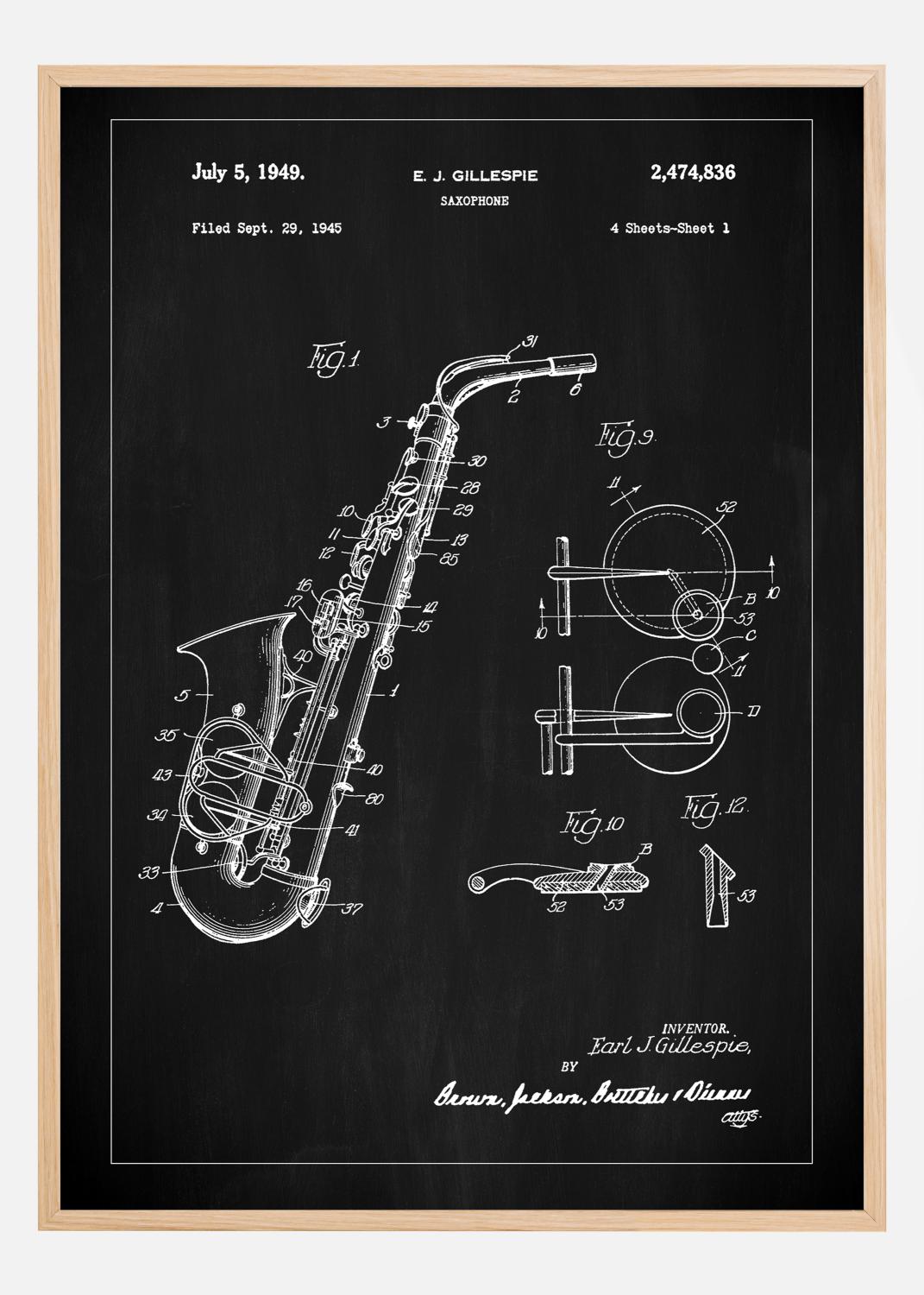 Product Image for Patent Print - Saxophone - Black Poster (50x70 cm)