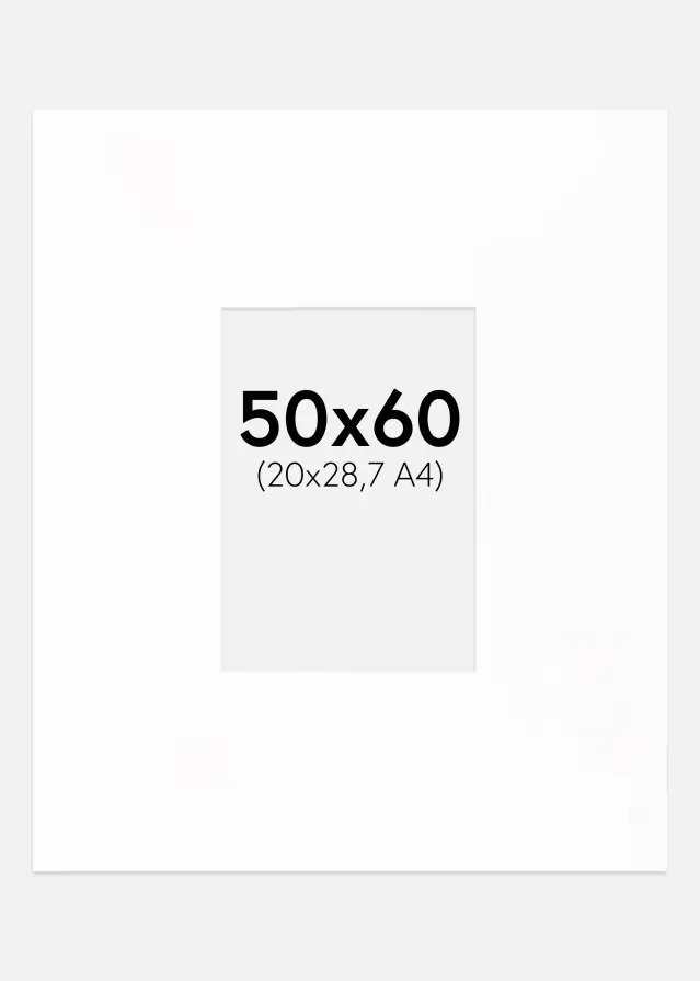 Passe-partout XXL Standard Blanc (noyau blanc) 50x60 cm (20x28,7 - A4)