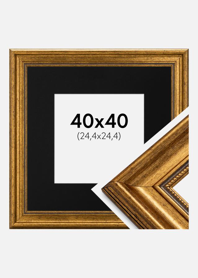 Cadre Rococo Or 40x40 cm - Passe-partout Noir 10x10 pouces