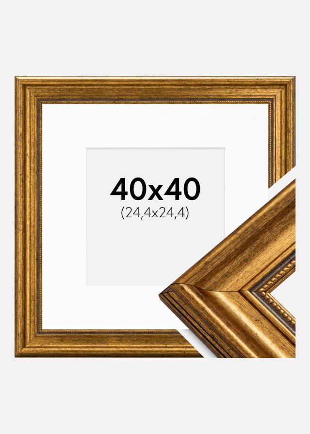 Cadre Rococo Or 40x40 cm - Passe-partout Blanc 10x10 pouces
