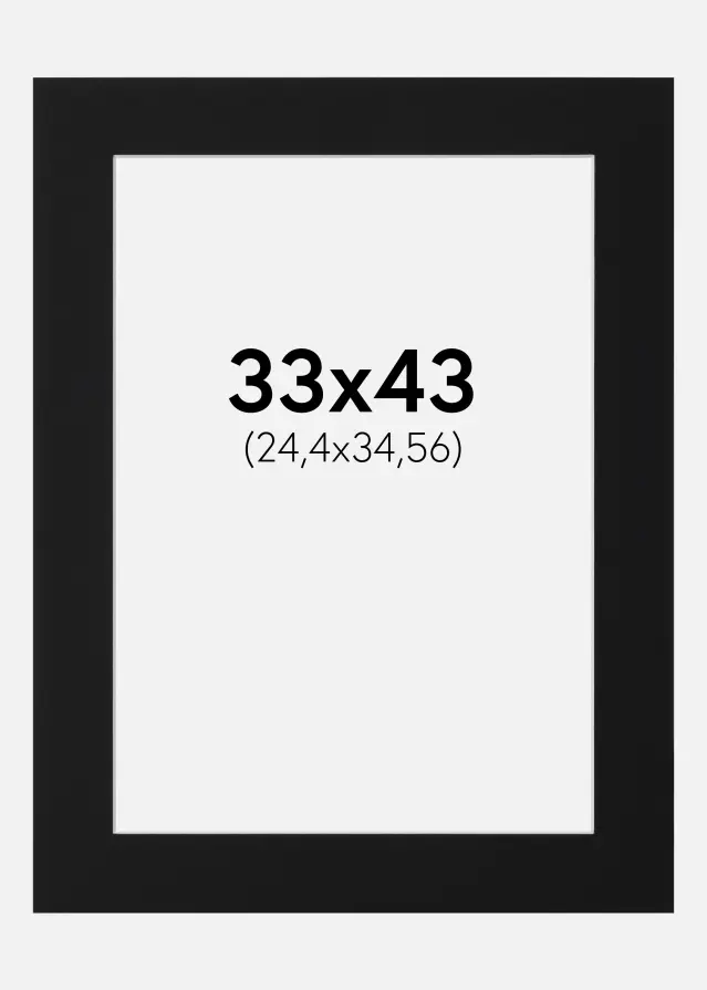 Passe-partout Noir Standard (noyau blanc) 33x43 cm (24,4x34,56)