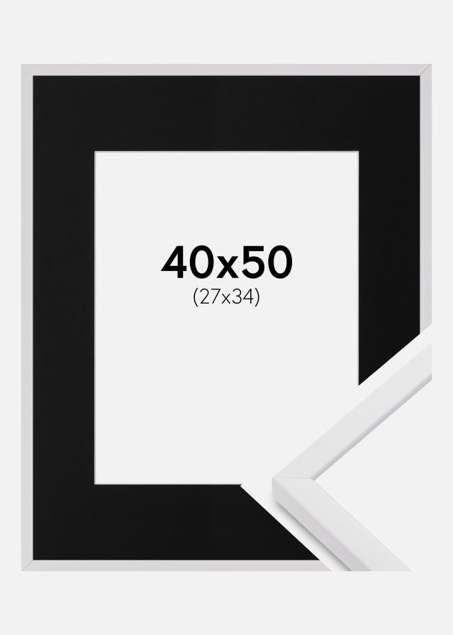 Cadre E-Line Blanc 40x50 cm - Passe-partout Noir 28x35 cm