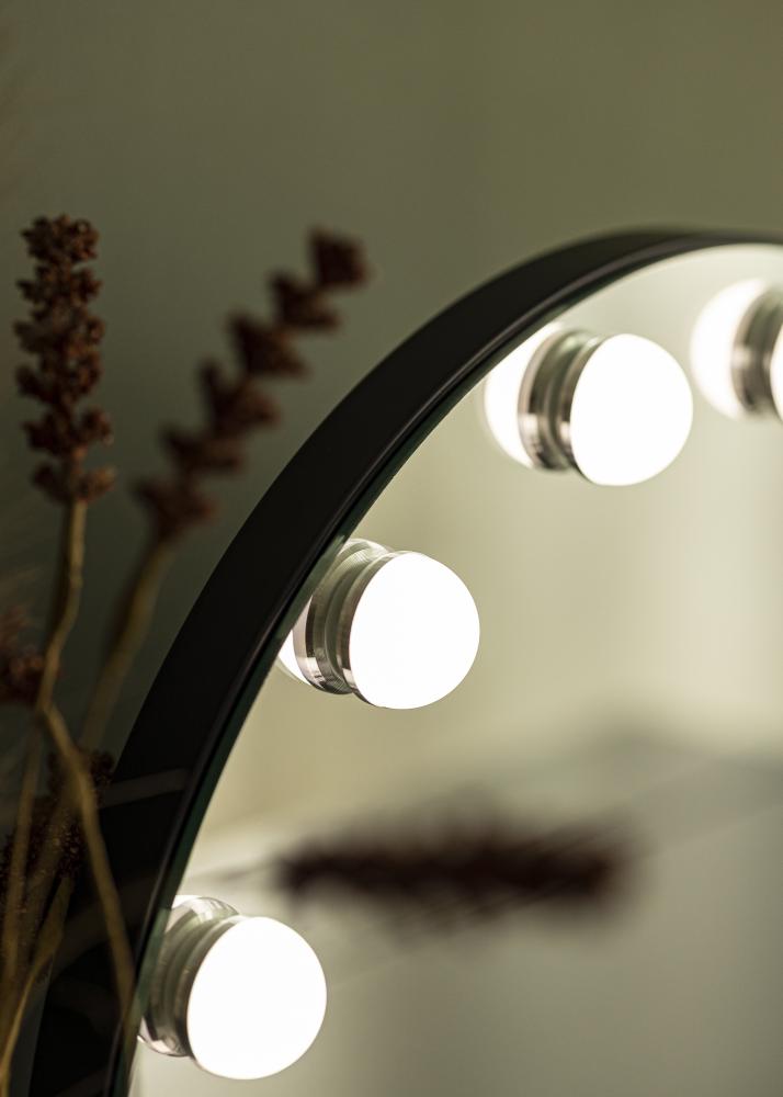 KAILA Miroir de maquillage Hollywood Round 10 Noir 40x30 cm