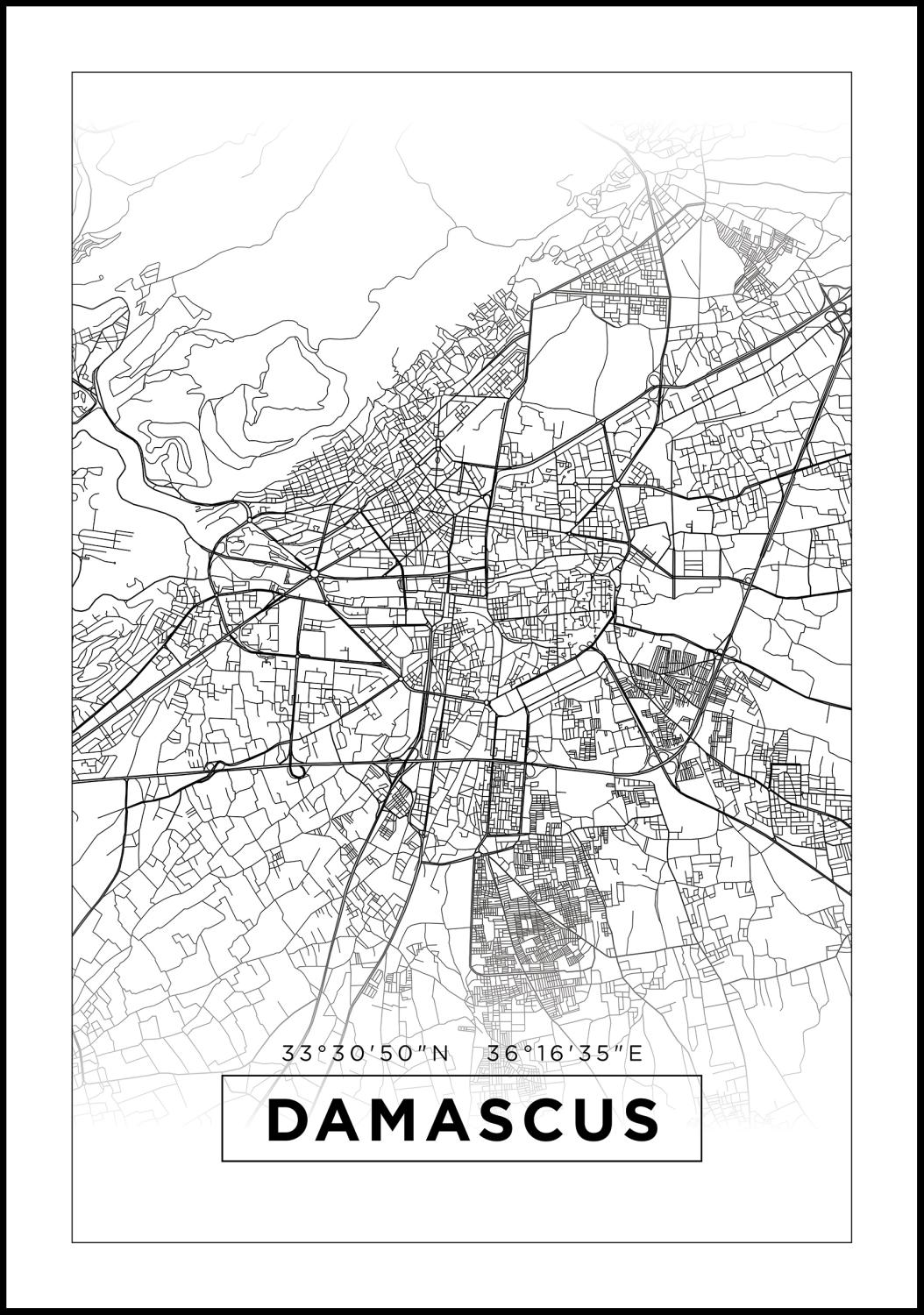 Product Image for Map - Damascus - White (40x50 cm)