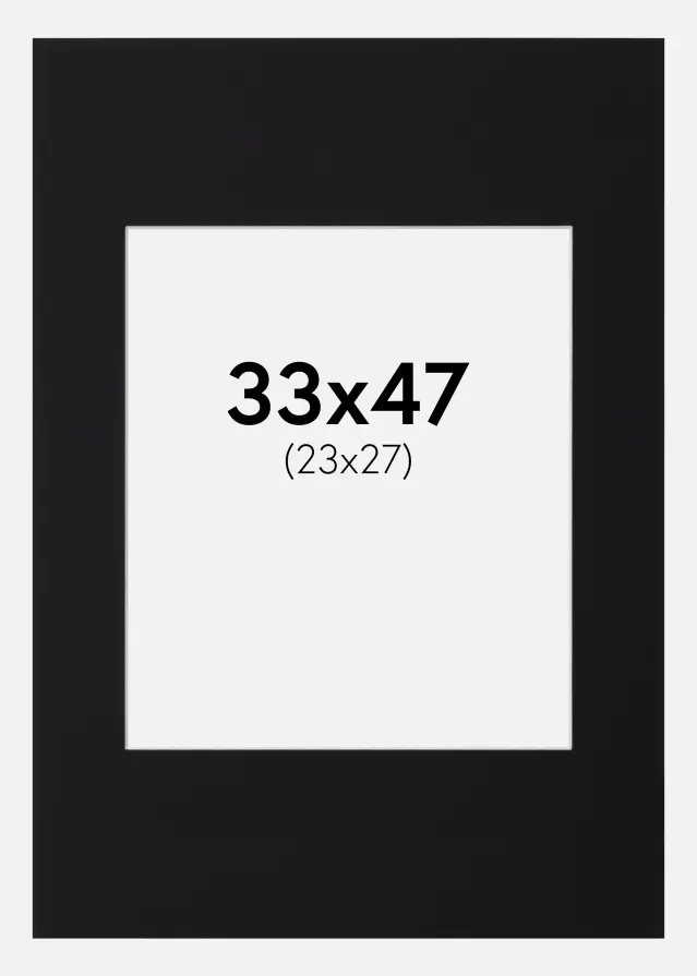 Passe-partout Noir Standard (noyau blanc) 33x47 cm (23x27)