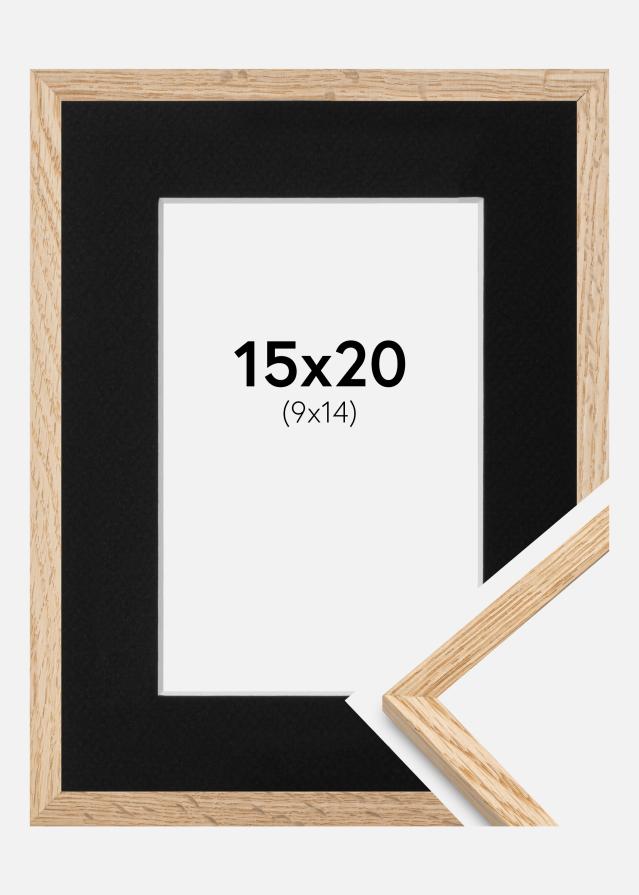 Cadre Mince Chêne 15x20 cm - Passe-partout Noir 10x15 cm