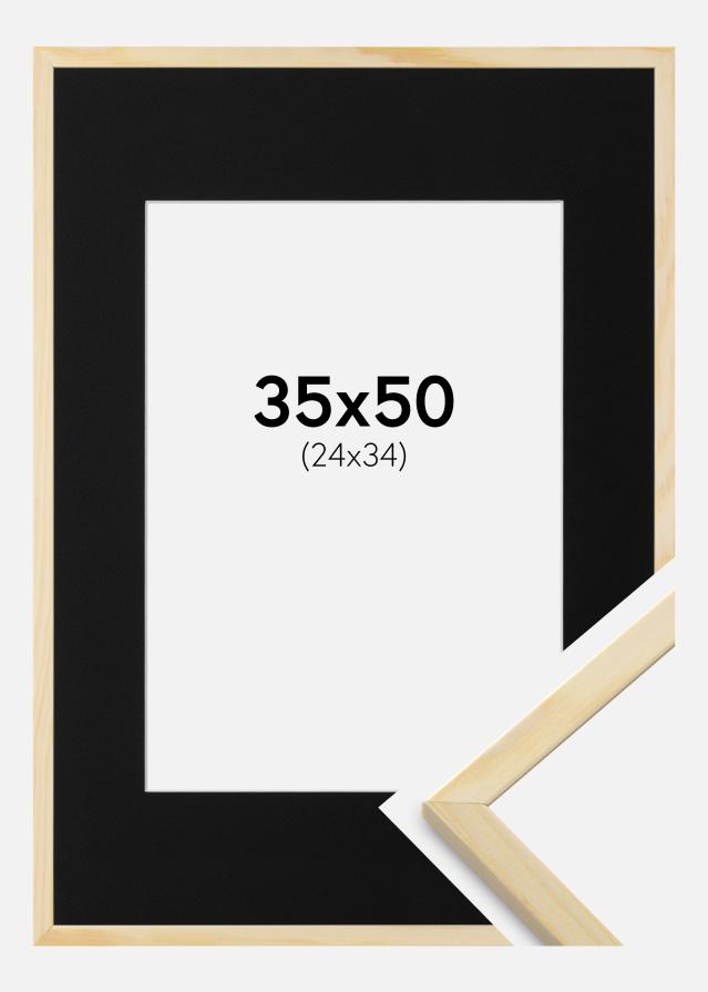 Cadre Galant Pin 35x50 cm - Passe-partout Noir 25x35 cm