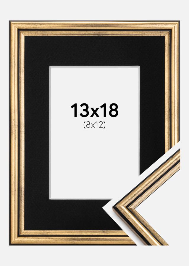 Cadre Horndal Or 13x18 cm - Passe-partout Noir 9x13 cm