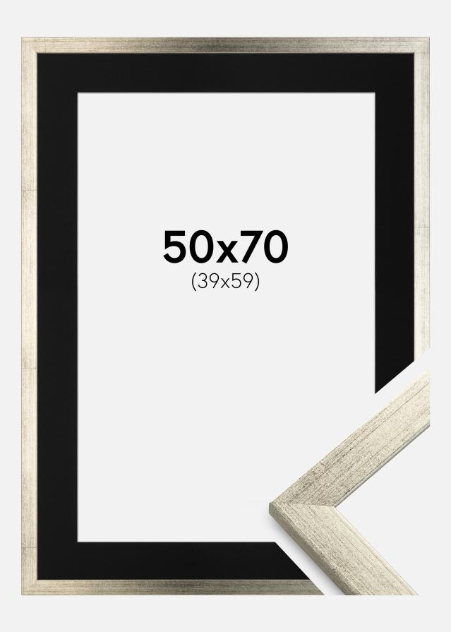 Cadre Stilren Argent 50x70 cm - Passe-partout Noir 40x60 cm
