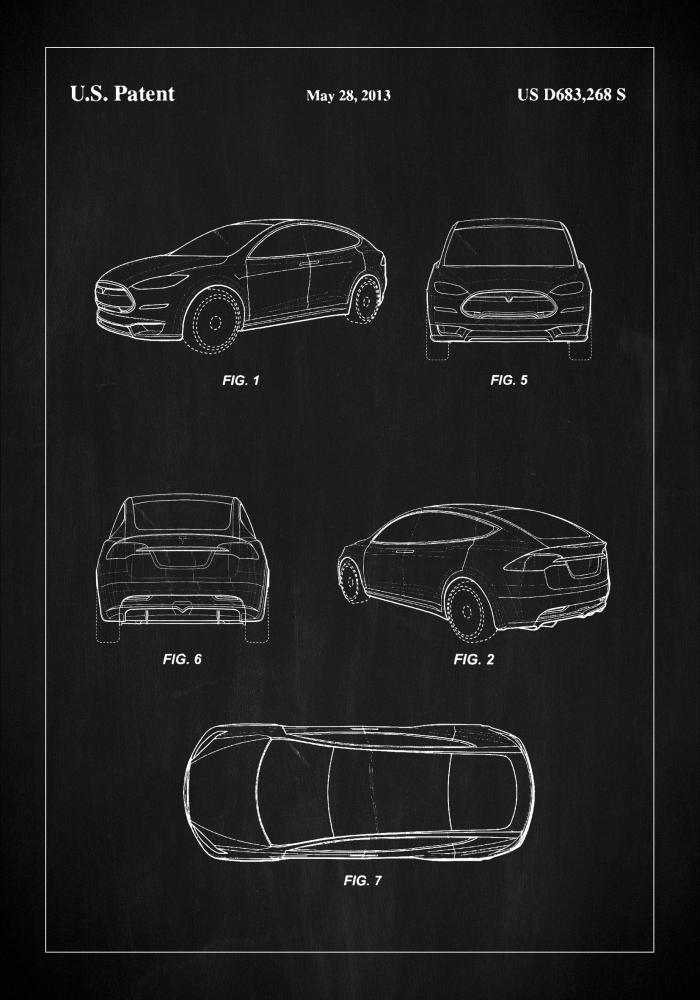 Patent Print - Tesla - Black Poster