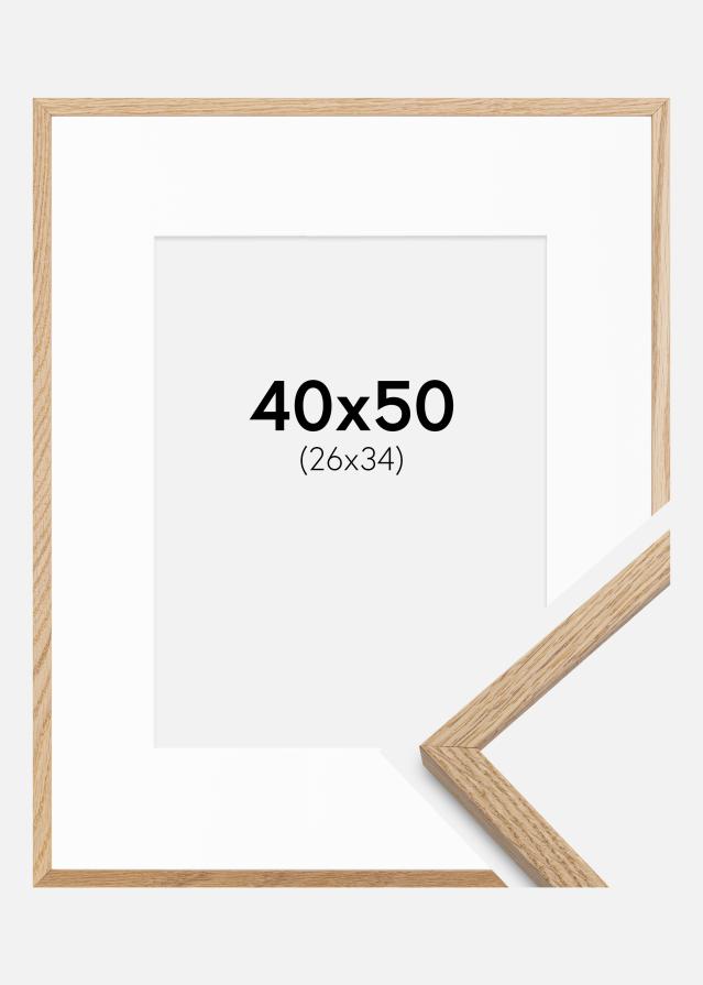 Cadre Oslo Chêne 40x50 cm - Passe-partout Blanc 27x35 cm