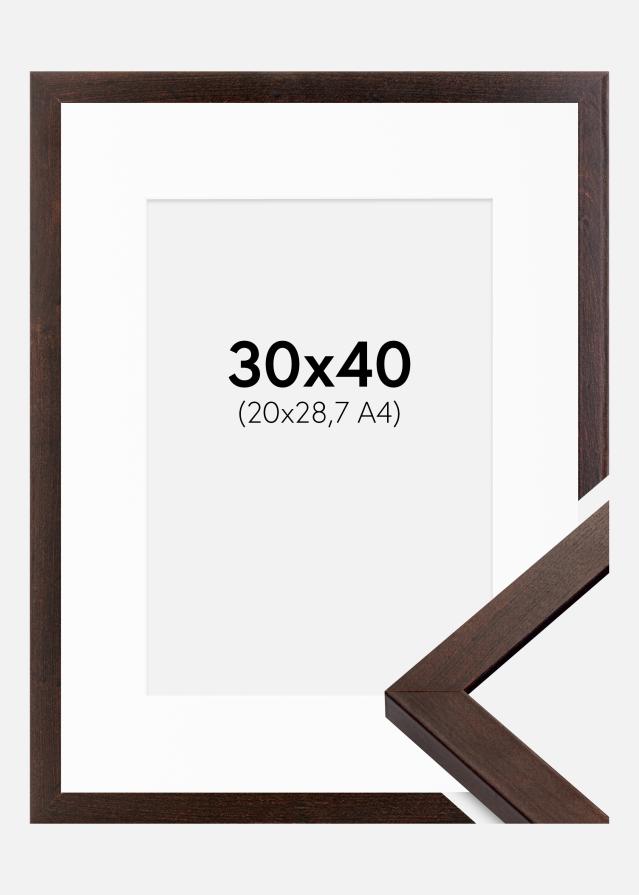 Cadre Selection Noyer 30x40 cm - Passe-partout Blanc 21x29,7 cm (A4)