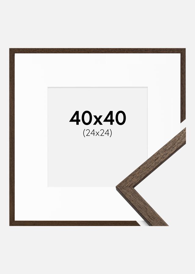 Cadre Edsbyn Noyer 40x40 cm - Passe-partout Blanc 25x25 cm