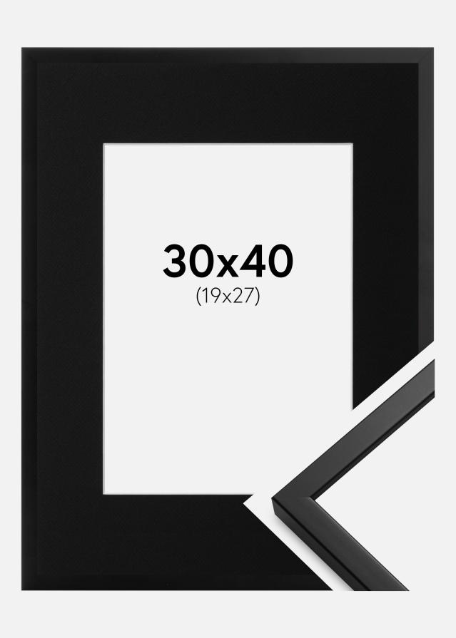 Cadre Oslo Noir 30x40 cm - Passe-partout Noir 20x28 cm