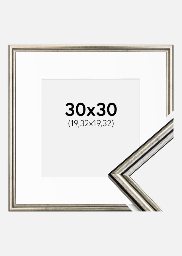 Cadre Horndal Argent 30x30 cm - Passe-partout Blanc 8x8 pouces