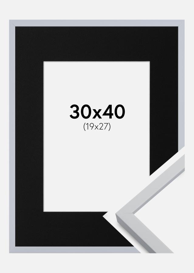 Cadre Oslo Blanc 30x40 cm - Passe-partout Noir 20x28 cm