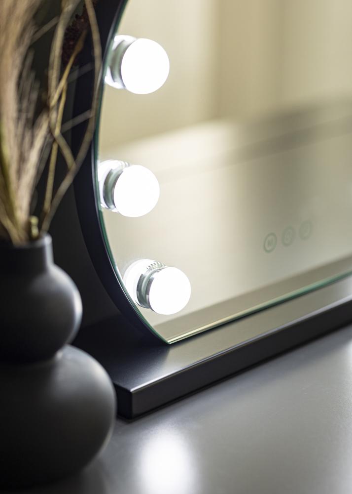 KAILA Miroir de maquillage Hollywood Round 10 Noir 40x30 cm