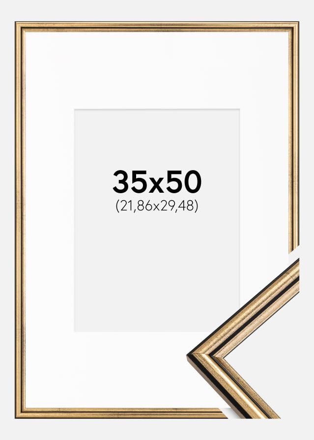 Cadre Horndal Or 35x50 cm - Passe-partout Blanc 9x12 pouces