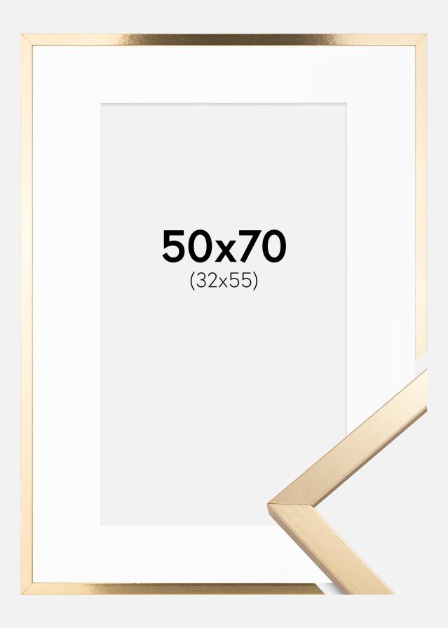 Cadre Trendy Or 50x70 cm - Passe-partout Blanc 33x56 cm