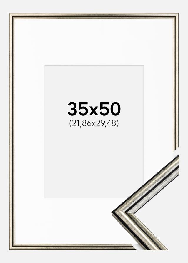Cadre Horndal Argent 35x50 cm - Passe-partout Blanc 9x12 pouces