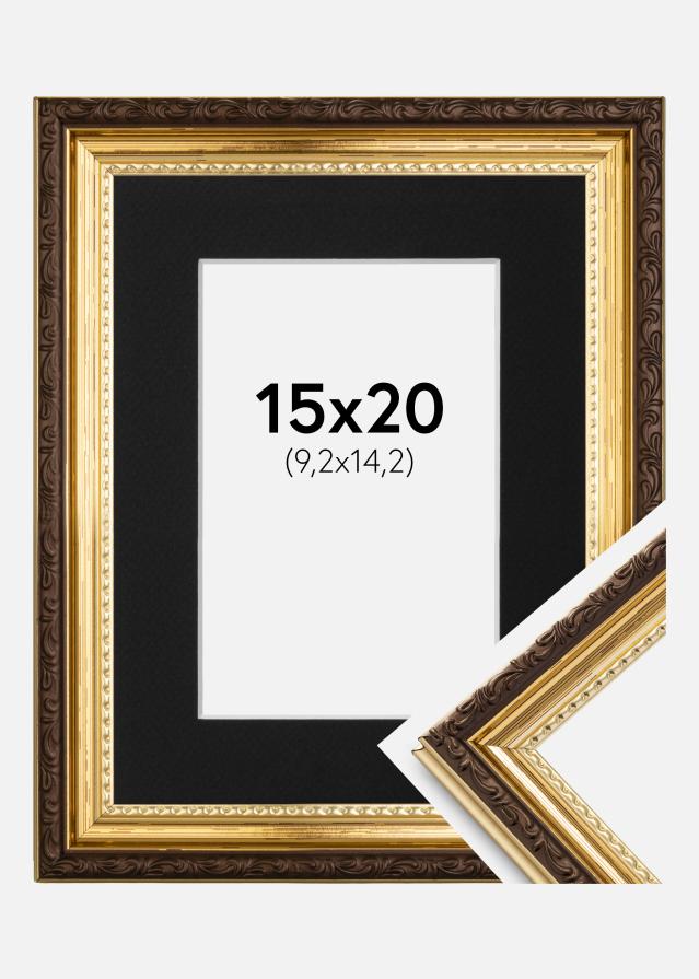 Cadre Abisko Or 15x20 cm - Passe-partout Noir 4x6 pouces (10,2x15,2 cm)