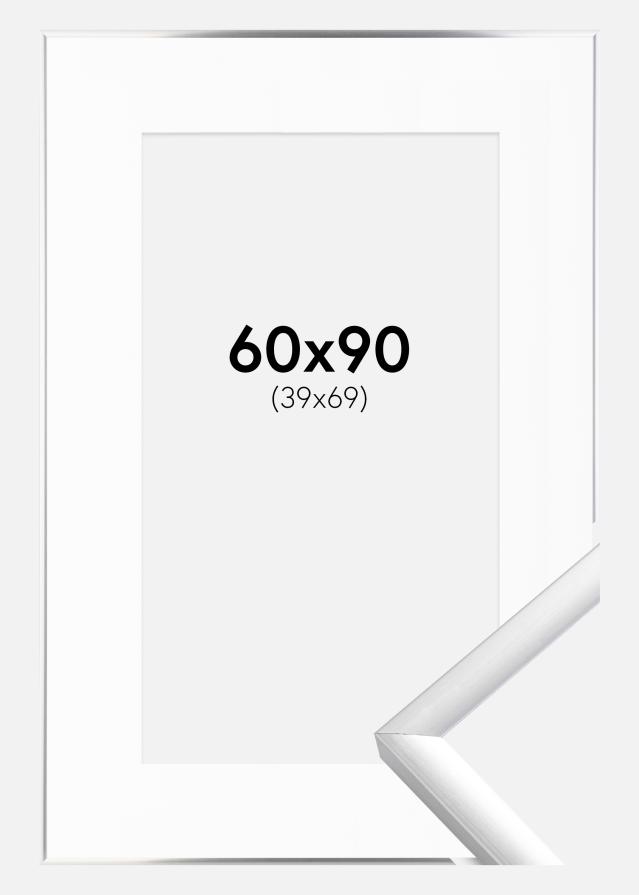 Cadre New Lifestyle Argent 60x90 cm - Passe-partout Blanc 40x70 cm
