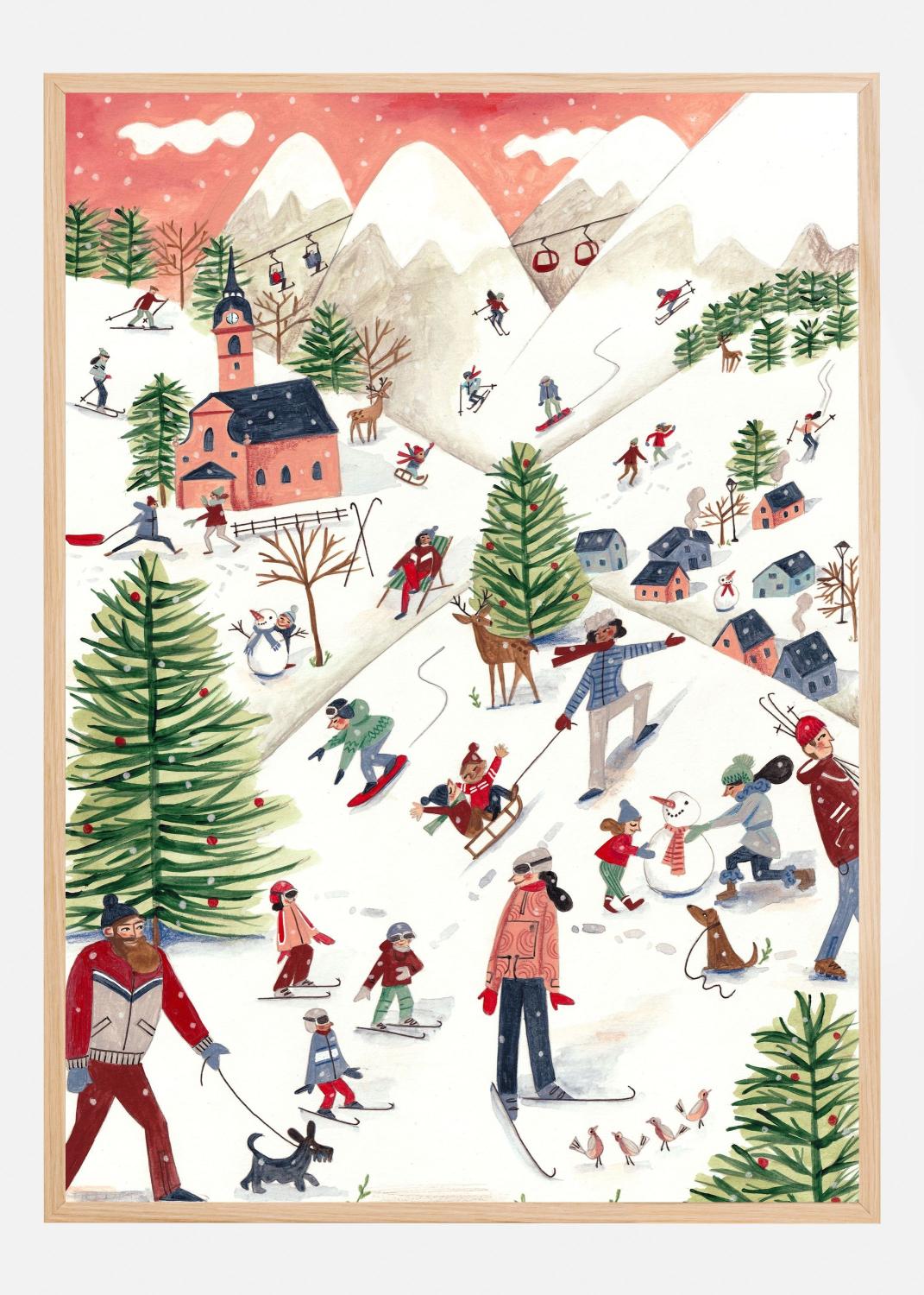 Product Image for Mountain landscape with houses in the snow Poster (21x29.7 cm (A4))
