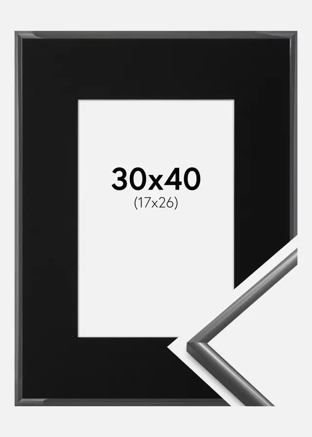 Cadre New Lifestyle Gris sombre 30x40 cm - Passe-partout Noir 18x27 cm